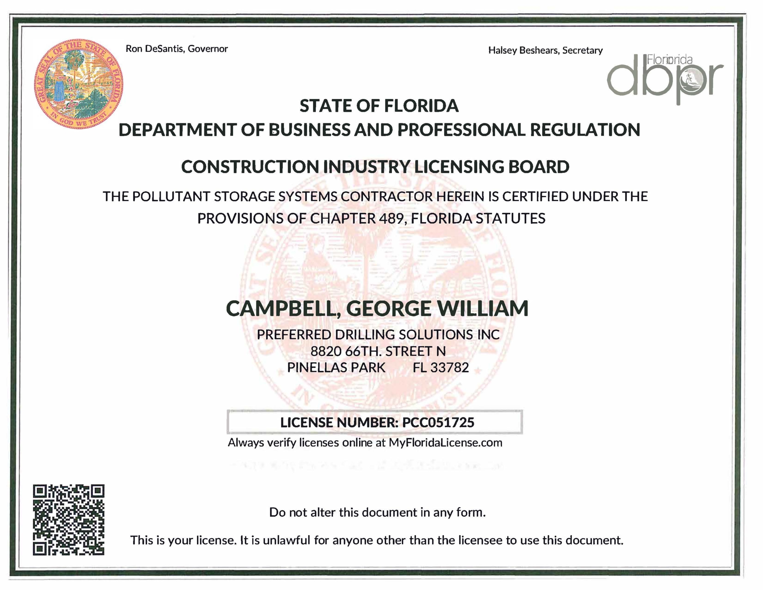 Licenses H S Info Preferred Drilling Solutions